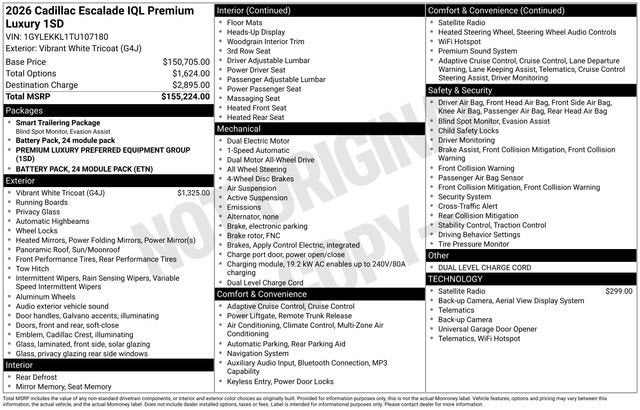 2026 Cadillac ESCALADE IQL Premium Luxury