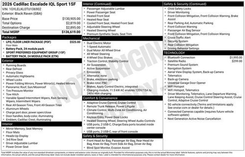 2026 Cadillac ESCALADE IQL Sport