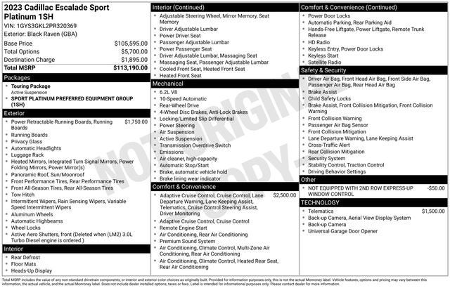 2023 Cadillac Escalade Sport Platinum