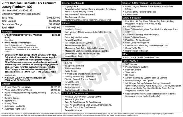 2021 Cadillac Escalade ESV Premium Luxury Platinum