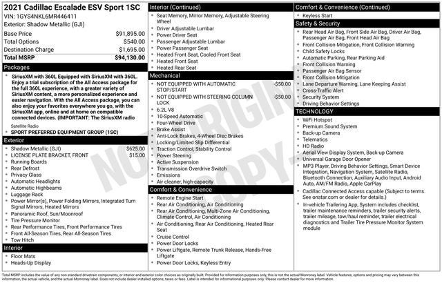 2021 Cadillac Escalade ESV Sport