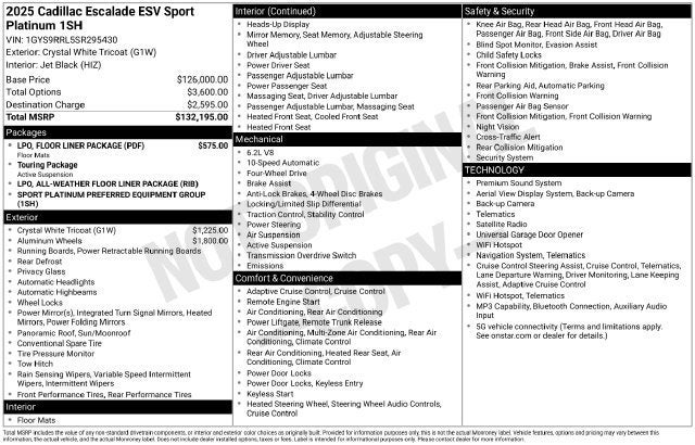 2025 Cadillac Escalade ESV Sport Platinum