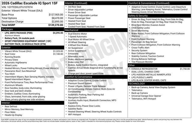 2026 Cadillac ESCALADE IQ Sport