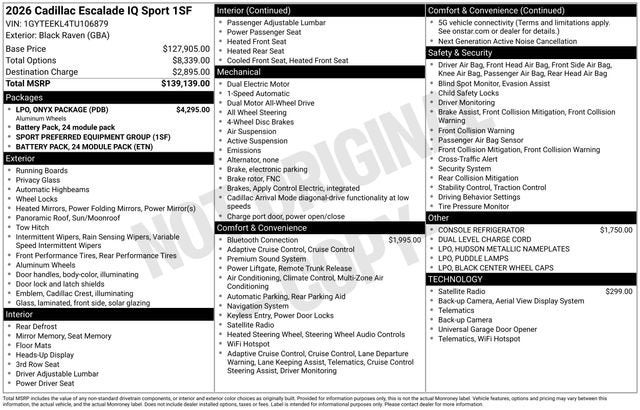 2026 Cadillac ESCALADE IQ Sport