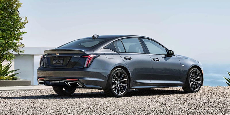 Cadillac CT5 parked with the view at water